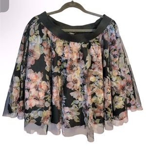 3X Torrid Tulle Skater Floral Mini Skirt